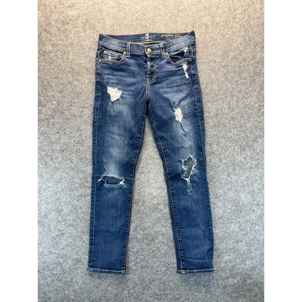 7 For All Mankind Jeans Womens 26 Josefina Skinny Boyfriend‎ Distressed Denim